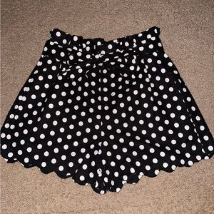 Polka dot high waisted paper bag shorts